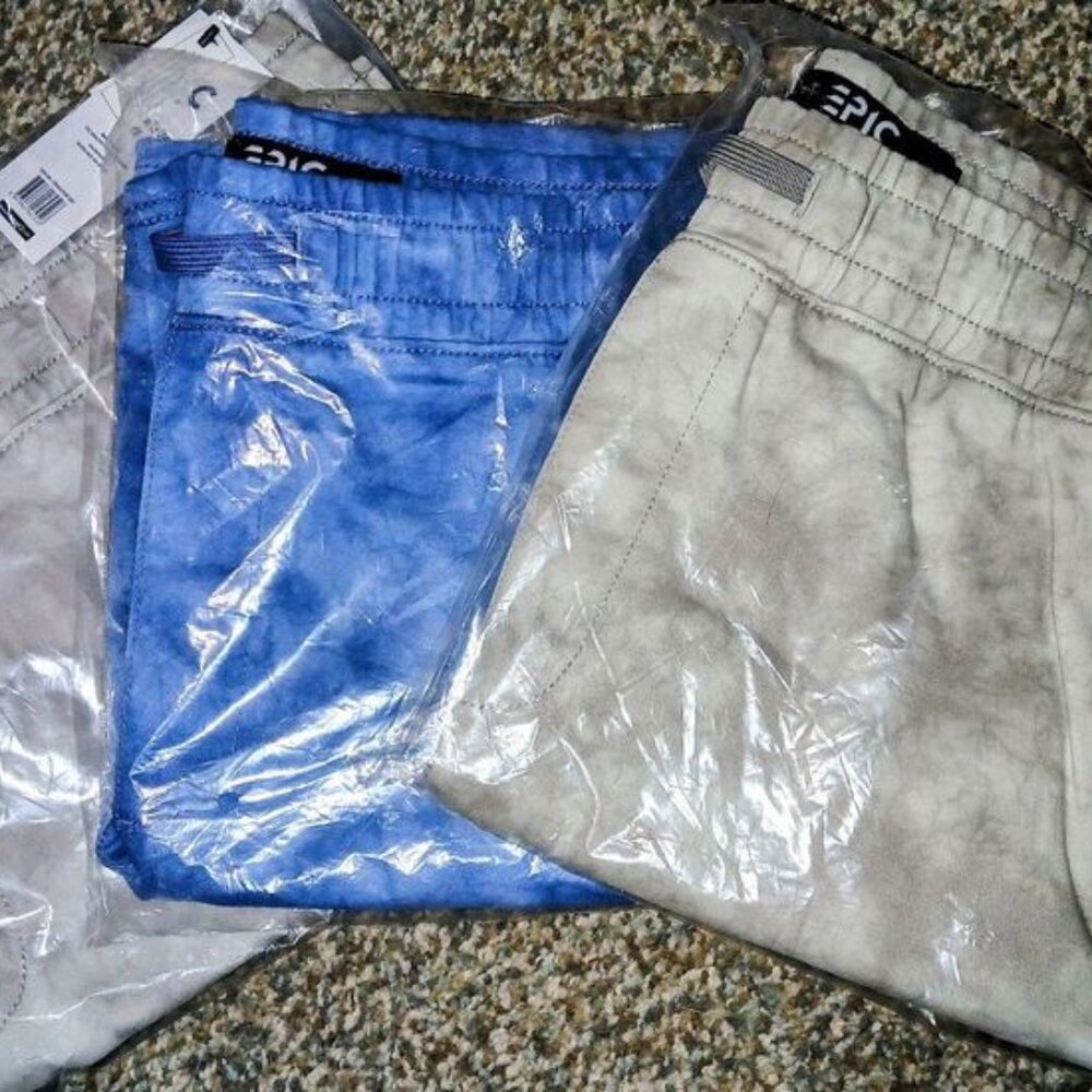 NWT 3 Pair of Mens Denim Knit Tie Dye Drawstring Shorts Sz XL